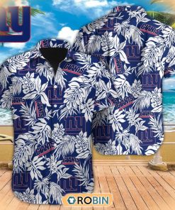 Tropical Leafs NFL New York Giants Hawaiian Design Button Shirt