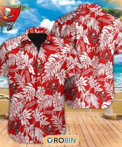 Tropical Leafs NFL Tampa Bay Buccaneers Hawaiian Design Button Shirt