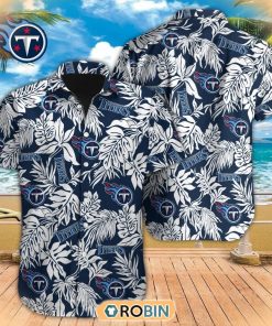 Tropical Leafs NFL Tennessee Titans Hawaiian Design Button Shirt