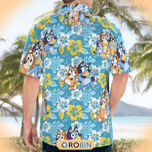 Trpical Floral Bluey Family Hawaiian Shirt
