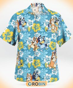 Trpical Floral Bluey Family Hawaiian Shirt Trpical Floral Bluey Family Hawaiian Shirt