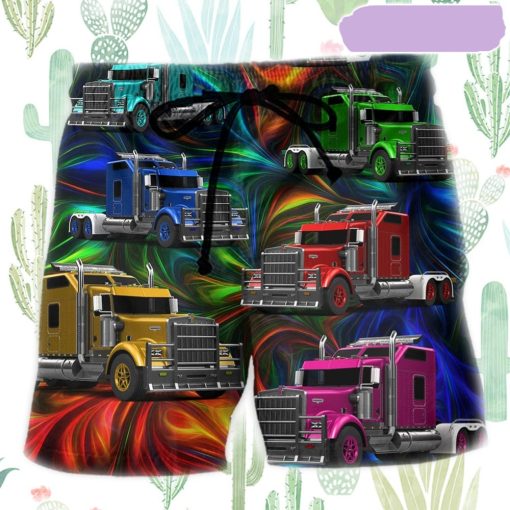 Truck Amazing Colorful Life Beach Short, Gift for Holiday Summer