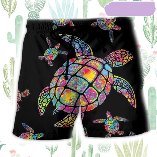 Turtle Hippie Love Ocean Beach Short, Gift for Holiday Summer
