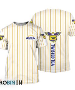 Twisted Tea White Vertical Striped 3D All Over Printed T-Shirt