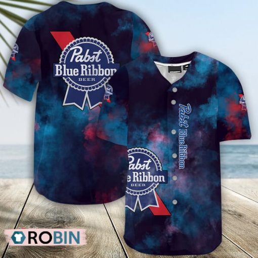 Unisex Galaxy Pabst Blue Ribbon Baseball Jersey Shirt Style PBR Jersey