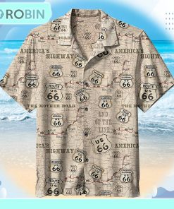 US 66 road signs with states of route 66 and route 66 sayings. Unisex Hawaiian Shirt