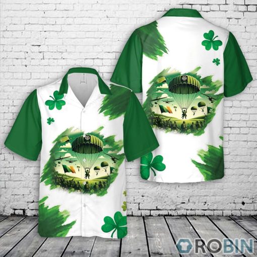 US Army 82nd Airborne Division St Patrick’s Day Shamrock Summer Hawaiian Shirt