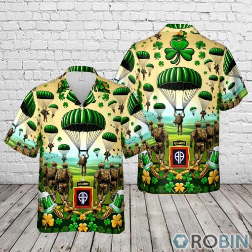 US Army 82nd Airborne Division St Patrick’s Day Summer Hawaiian Shirt