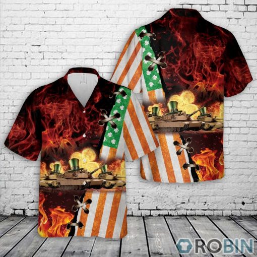 US Army M1 Abrams Tank, St Patrick’s Day Hawaiian Shirt