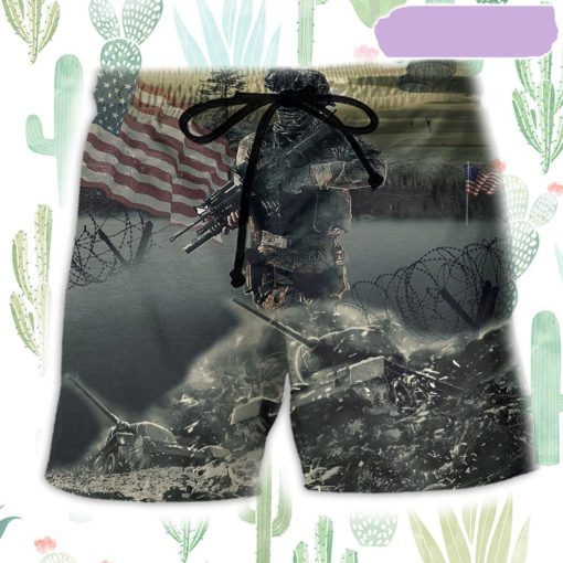 Veteran Brave Steps America Beach Short, Gift for Holiday Summer
