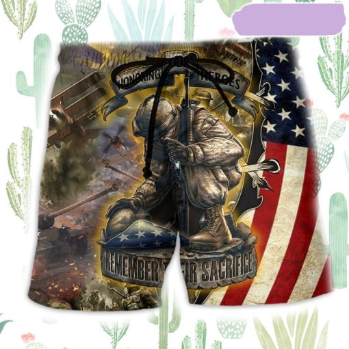 Veteran Honoring Our Heros Beach Short, Gift for Holiday Summer