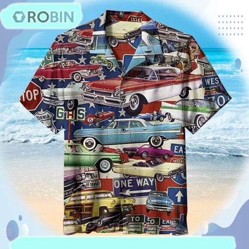 Vintage Car Collage Hawaiian Shirt