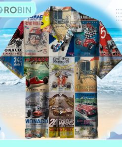 Vintage Cars Races Posters Collage Hawaiian Shirt