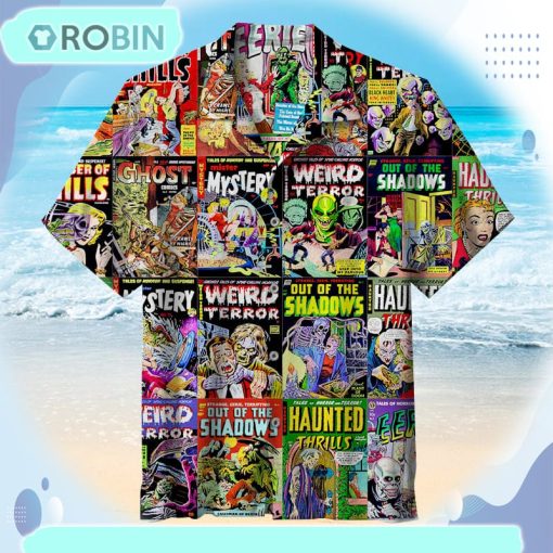 Vintage Horror Comic Book Covers Hawaiian Shirt