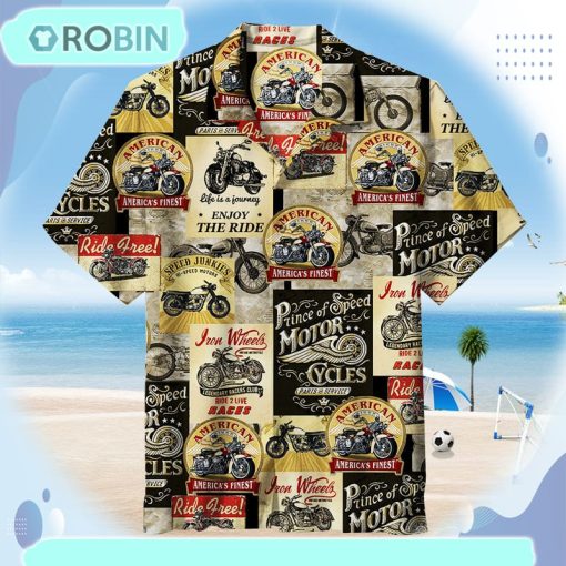 Vintage Motorcycle Signs Unisex Hawaiian Shirt