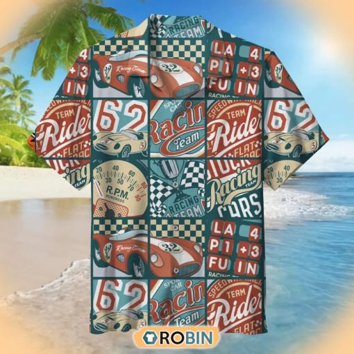 Vintage Racing Car Hawaiian Button Shirt