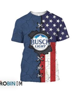 Vintage Skull Busch Light 3D All Over Printed T-Shirt