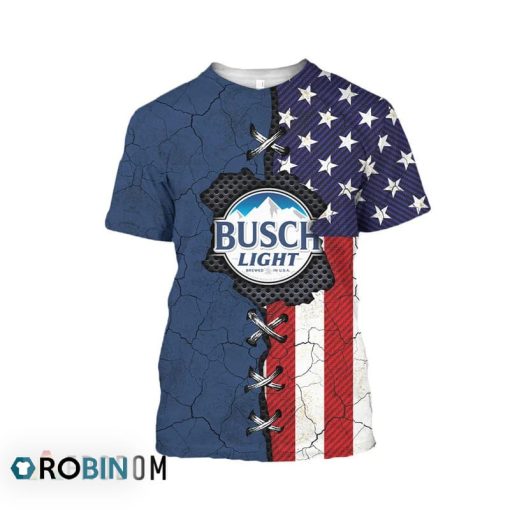 Vintage Skull Busch Light 3D All Over Printed T-Shirt