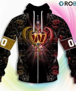 Washington Commander NFL Rose Dragon 3D Hoodie