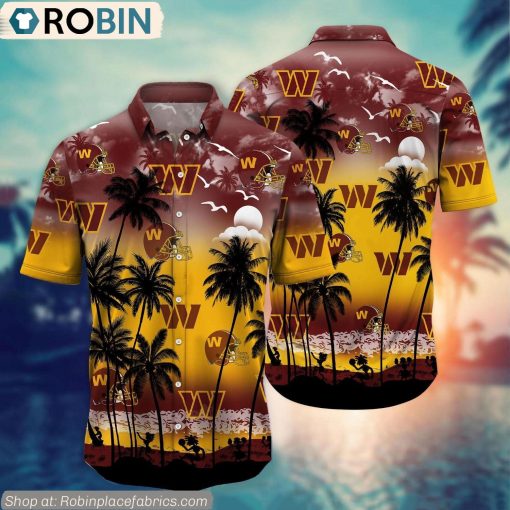 Washington Commanders Aloha Palm Tree Hawaiian Shirt