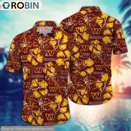 Washington Commanders Hibiscus Tropical Pattern NFL Hawaiian Shirt