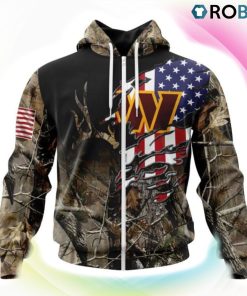 Washington Commanders Hunting Camo US Flag Style 3D Hoodie, Commanders Fan Shirt