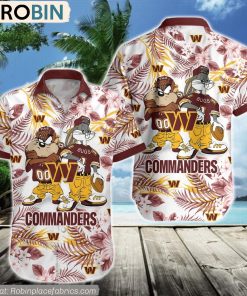 Washington Commanders Taz And Bugs NFL Teams Hawaiian Shirt Washington Commanders Taz And Bugs NFL Teams Hawaiian Shirt
