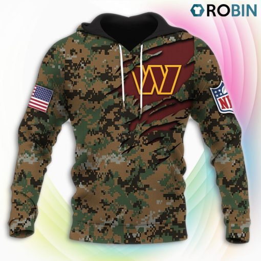 Washington Redskins NFL Honor US Marine Veterans 3D Hoodie