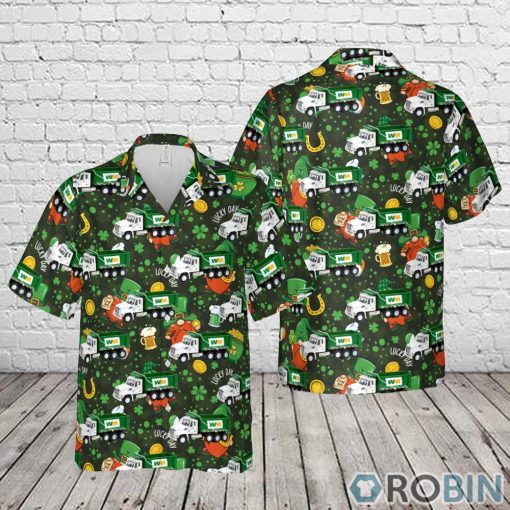 Waste Management Dump Truck St. Patrick’s Day Hawaiian Shirt