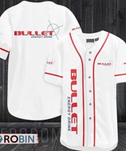 White Bullet Energy Drink Baseball Jersey Shirt Style White Bullet Energy Drink Baseball Jersey Shirt Style