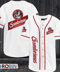 White Gambrinus Beer Baseball Jersey Shirt Style