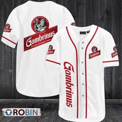 White Gambrinus Beer Baseball Jersey Shirt Style