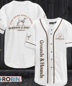 White Grounds & Hounds Coffee Co Baseball Jersey Shirt Style