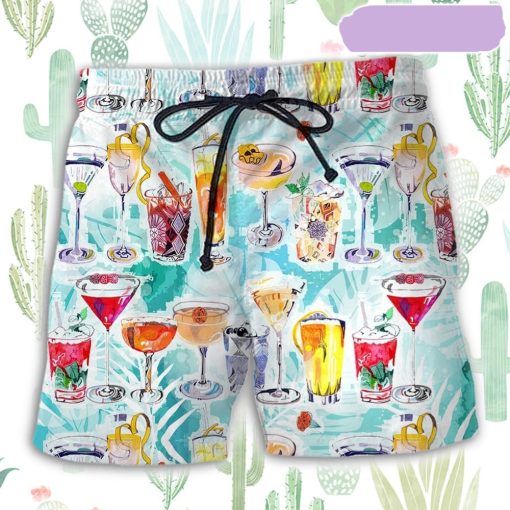 Wine Cocktail And Beach Tropical Beach Short, Gift for Holiday Summer