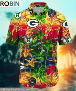 Wisconsi Sports Palm Tree Pattern Hawaiian Shirt