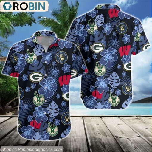 Wisconsin Sport Logo Pattern Hawaiian Shirt