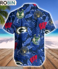 Wisconsin Sports Logo Pattern Hawaiian Shirt