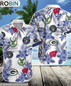 Wisconsin Sports Team Logo Hawaiian Shirt