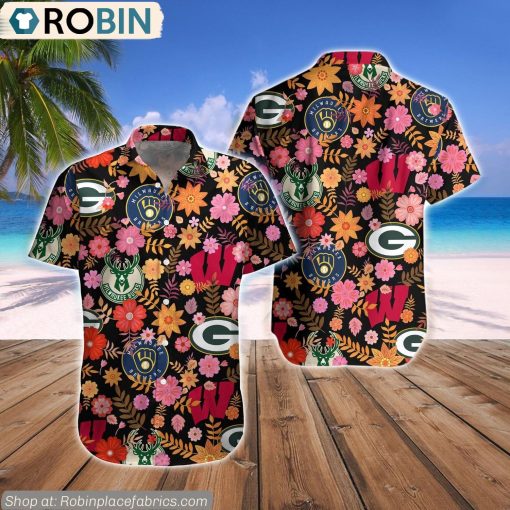 Wisconsin Sports Tropical Pattern Hawaiian Shirt