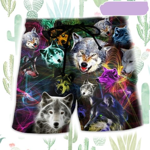 Wolf Brave Wolves Color Beach Short, Gift for Holiday Summer