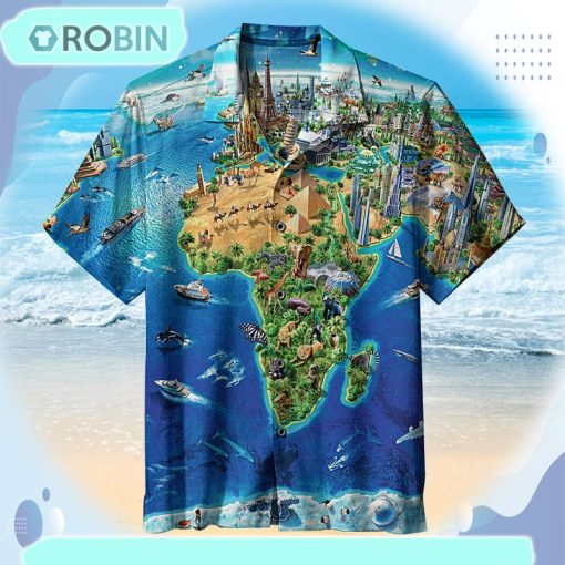 World Landmarks Map Unisex Hawaiian Shirt