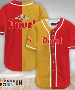 Yellow And Red Split Duvel Beer Baseball Jersey Shirt Style