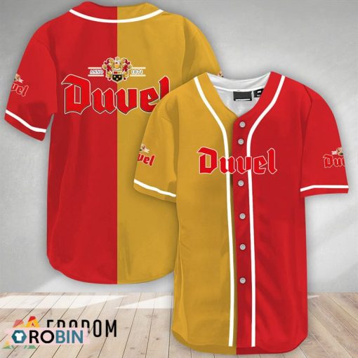 Yellow And Red Split Duvel Beer Baseball Jersey Shirt Style