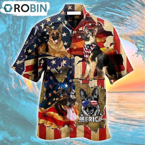 America Protected By German Shepherd Hawaiian Shirt, Gìt for Summer Shirt
