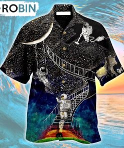 Astronaut Galaxy Climbing To The Moon Hawaiian Shirt, Gìt for Summer Shirt Astronaut Galaxy Climbing To The Moon Hawaiian Shirt, Gìt for Summer Shirt