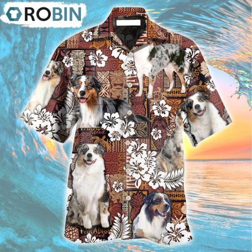 Australian Shepherd Dog Vintage Lover Tropical Style Hawaiian Shirt, Gìt for Summer Shirt