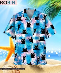 Black Cat Blue Hawaiian Shirt Black Cat Blue Hawaiian Shirt