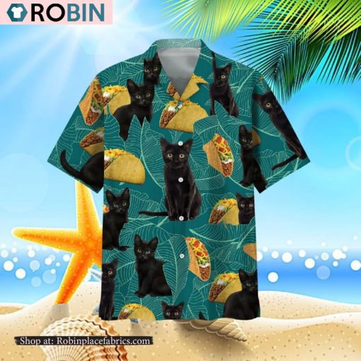 Black Cat Food Hawaiian Shirt