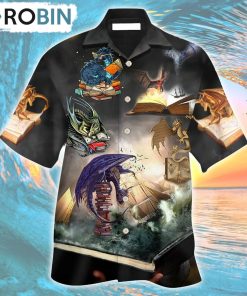 Book Reading Book Dragon Hawaiian Shirt, Gìt for Summer Shirt