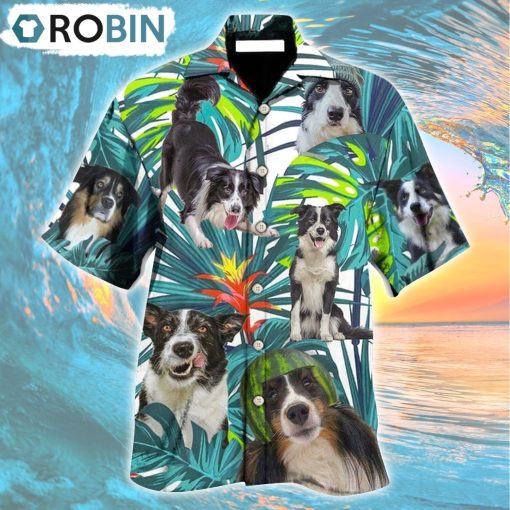 Border Collie Dog Tropical Leaf Lover Hawaiian Shirt, Gìt for Summer Shirt